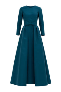 Cristina Silk Faille Column Gown with Bow Convertible Skirt