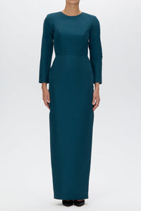 Cristina Silk Faille Column Gown with Bow Convertible Skirt