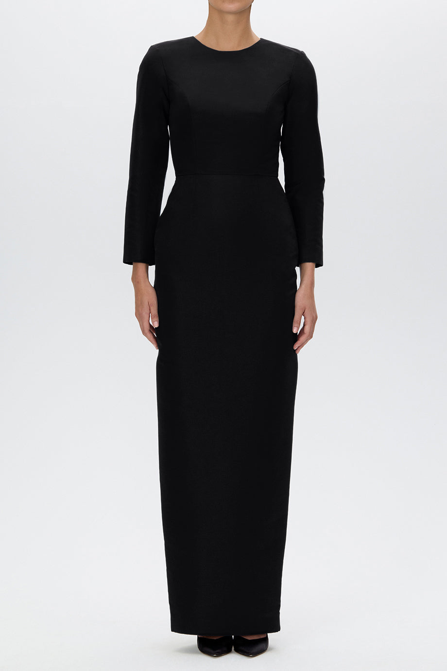 Cristina Silk Faille Column Gown with Bow Convertible Skirt