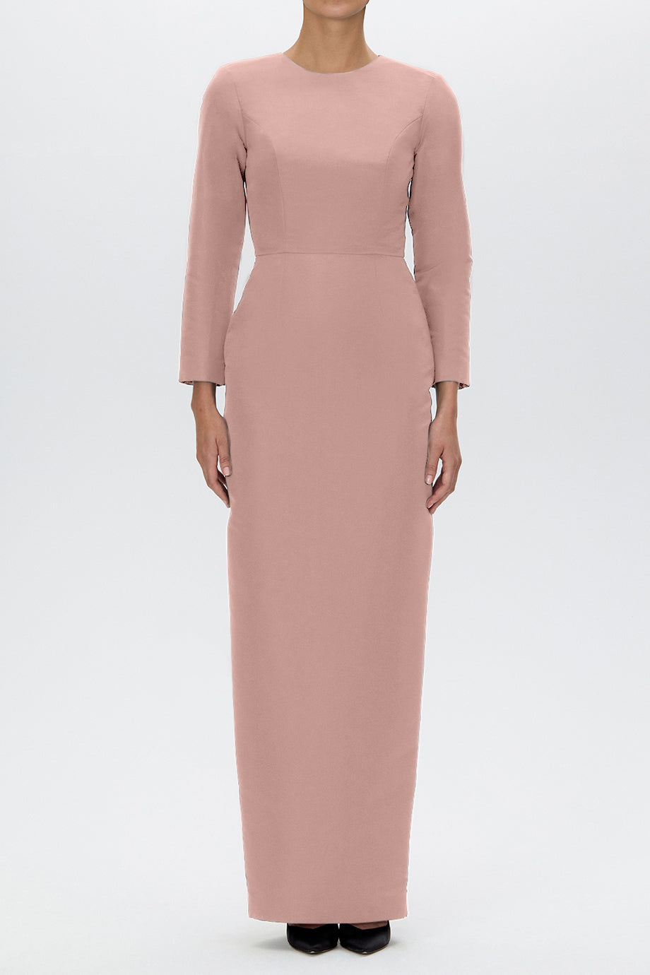 Cristina Silk Faille Column Gown with Bow Convertible Skirt