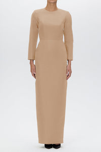Cristina Silk Faille Column Gown with Bow Belt