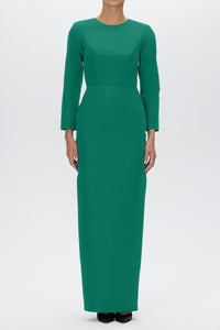 Cristina Silk Faille Column Gown with Bow Belt