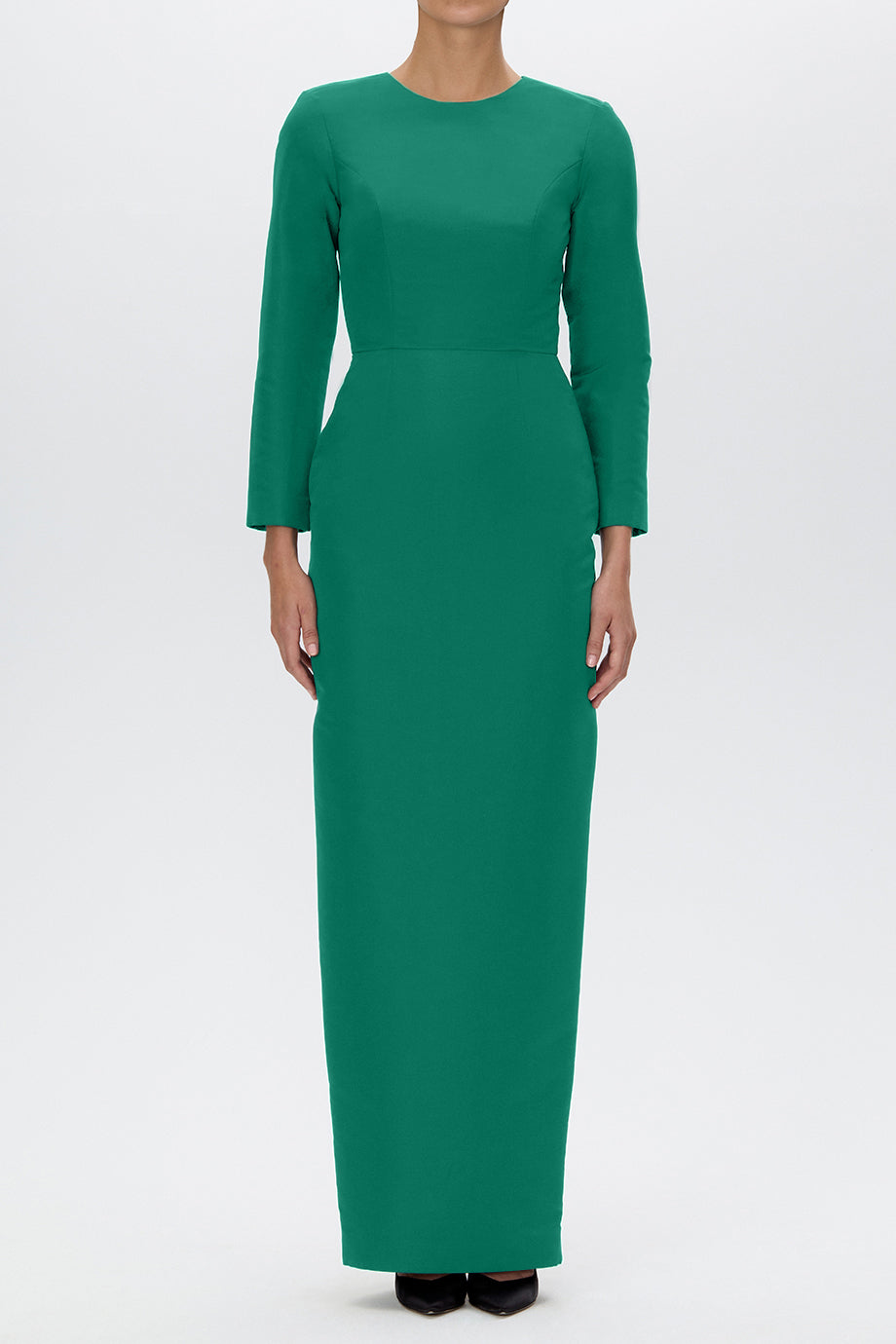 Cristina Silk Faille Column Gown with Bow Convertible Skirt