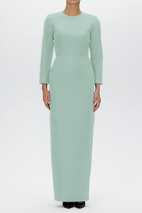 Cristina Silk Faille Column Gown with Bow Belt
