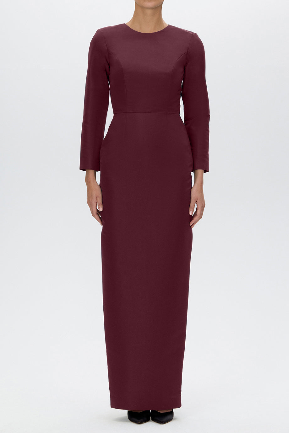 Cristina Silk Faille Column Gown with Bow Convertible Skirt