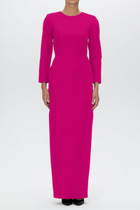 Cristina Silk Faille Column Gown with Bow Belt