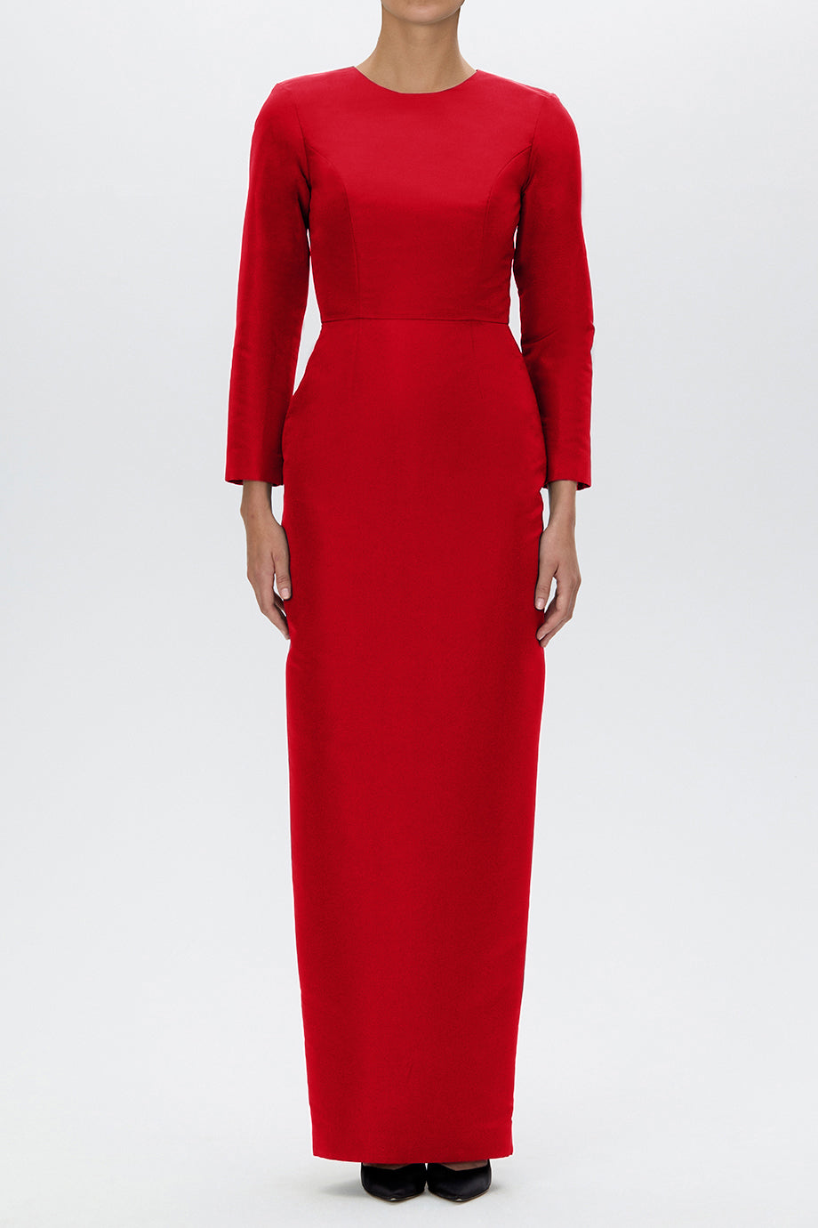 Cristina Silk Faille Column Gown with Bow Convertible Skirt