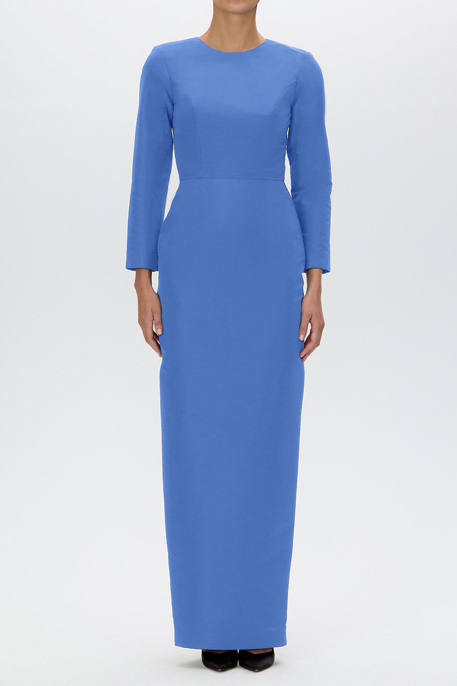 Cristina Silk Faille Column Gown with Bow Belt