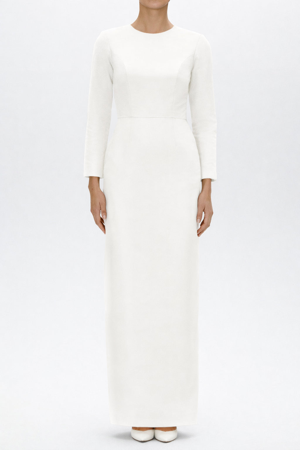 Cristina Silk Faille Column Gown with Bow Belt