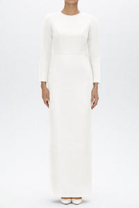 Cristina Silk Faille Column Gown with Bow Belt