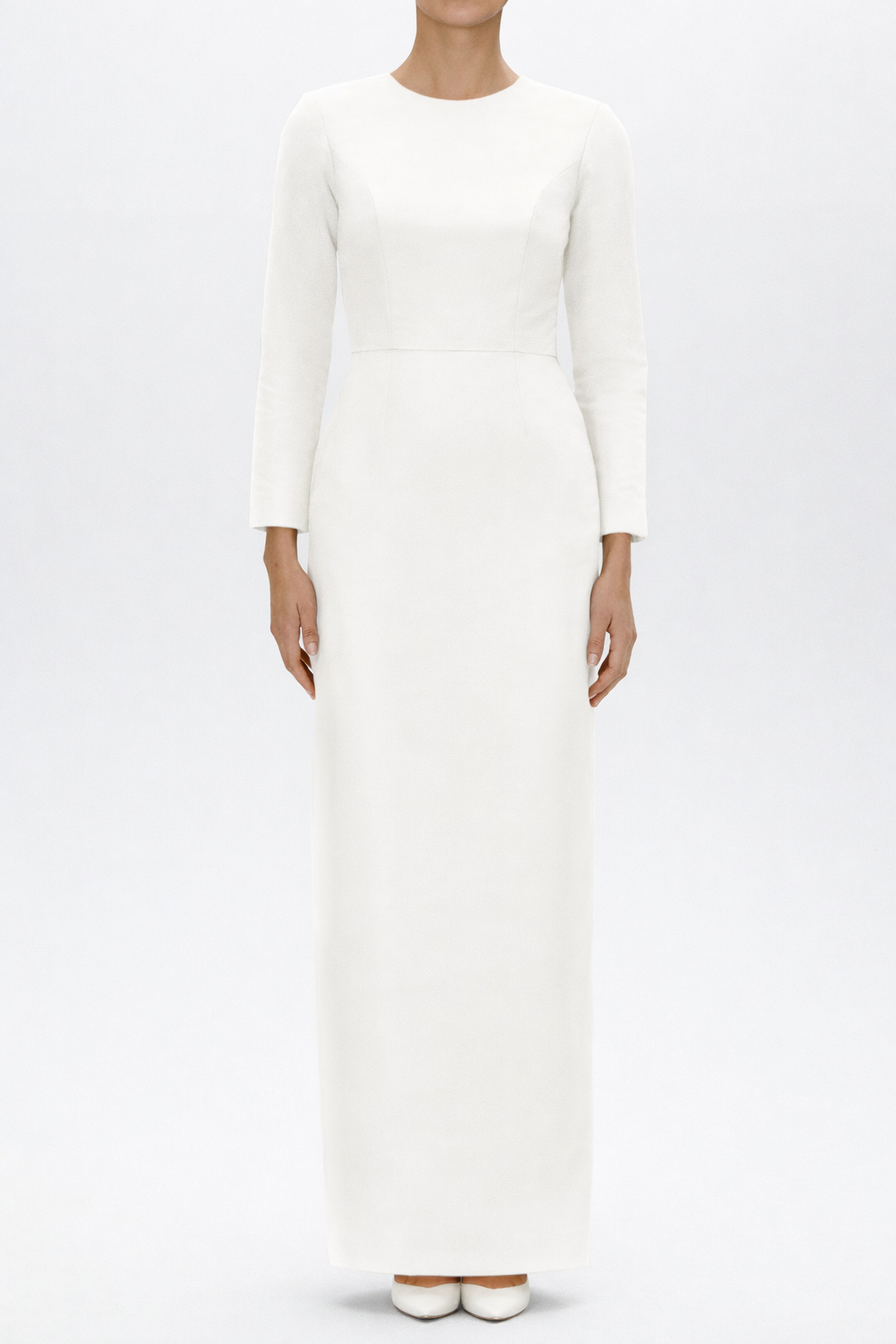 Cristina Silk Faille Column Gown with Bow Convertible Skirt