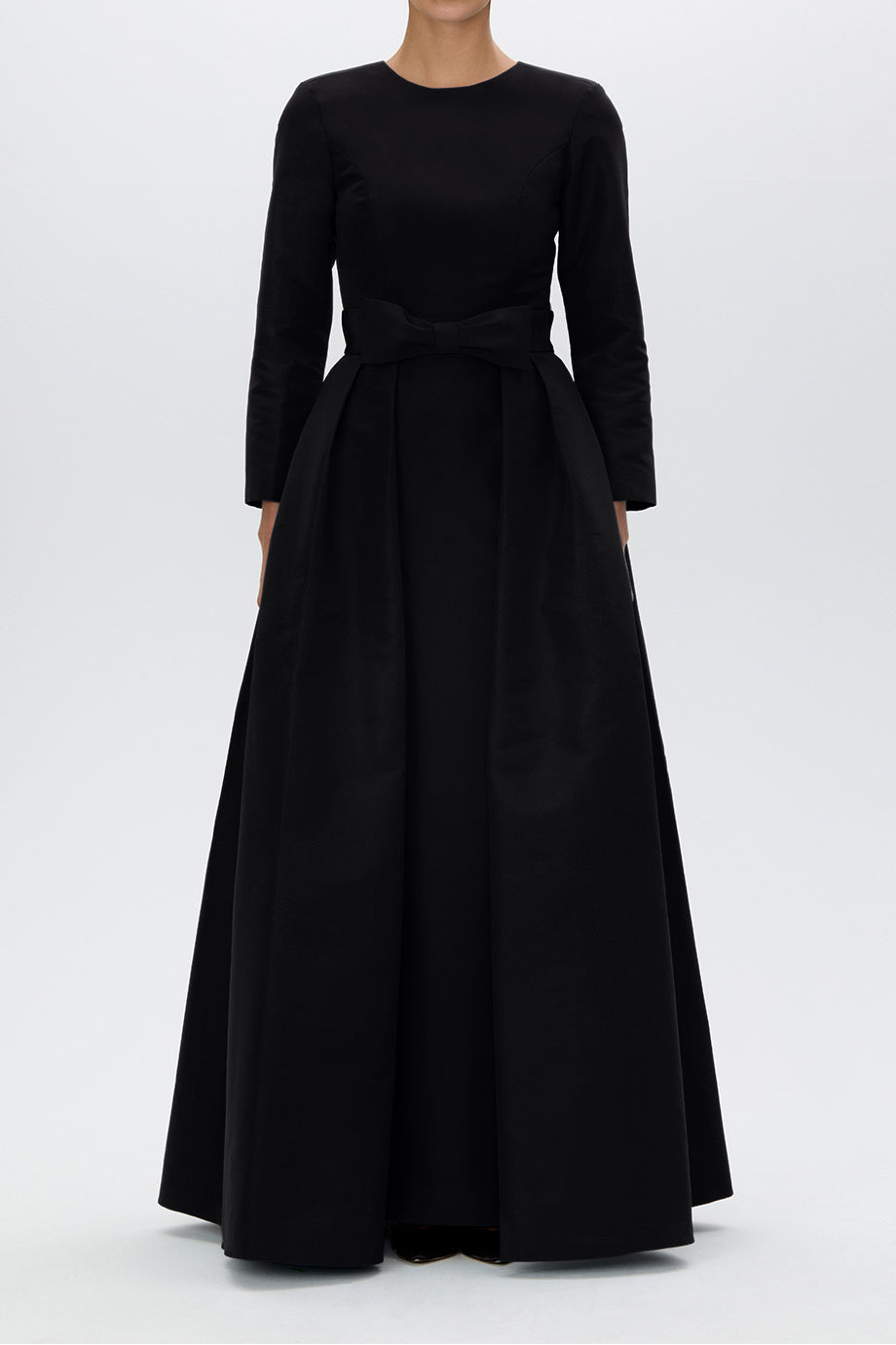 Cristina Silk Faille Column Gown with Bow Convertible Skirt