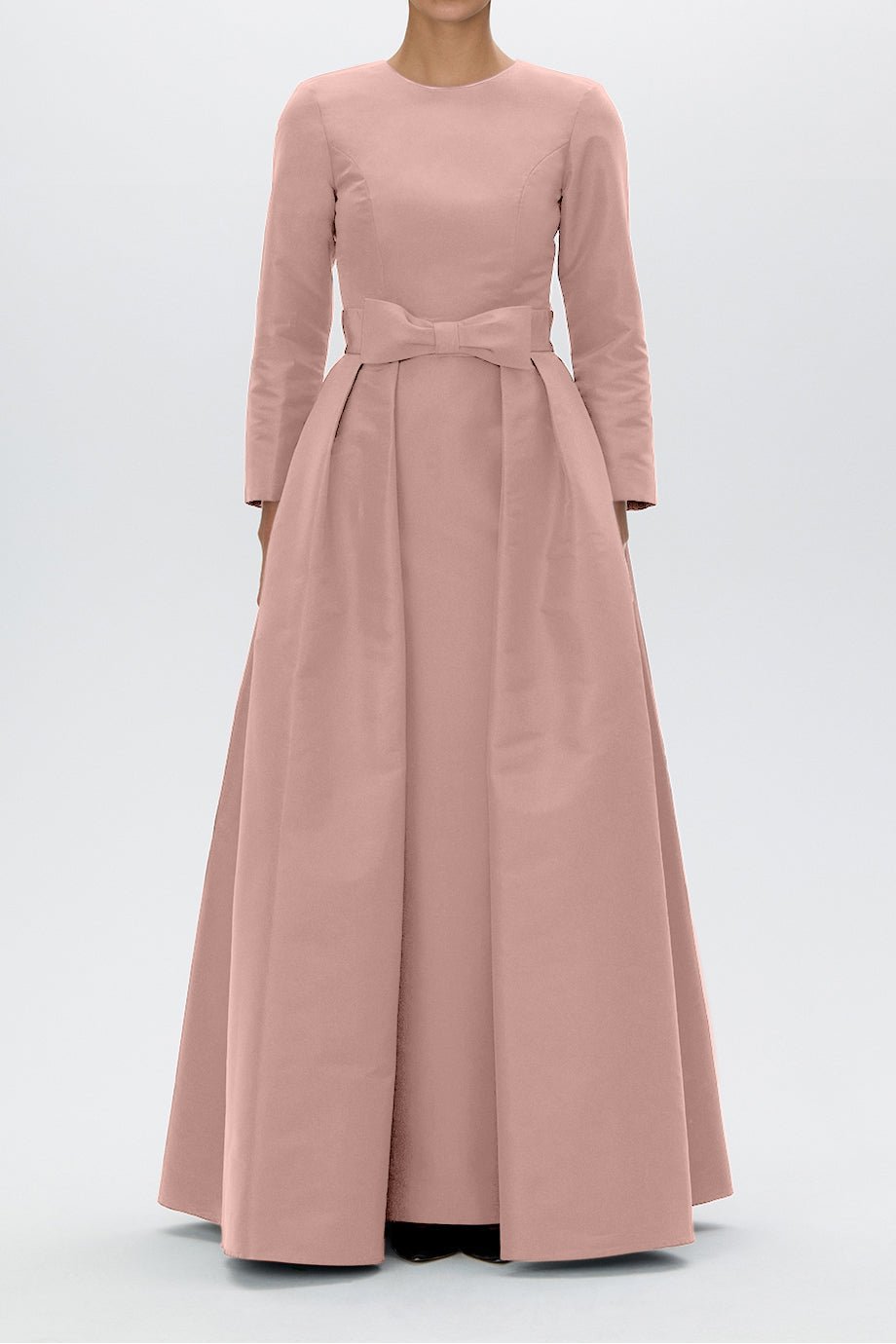 Cristina Silk Faille Column Gown with Bow Convertible Skirt