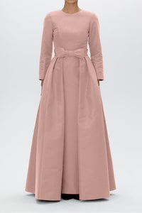 Cristina Silk Faille Column Gown with Bow Convertible Skirt