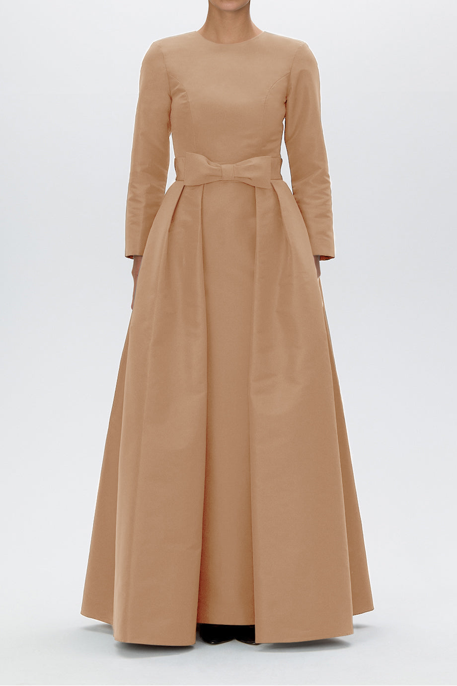 Cristina Silk Faille Column Gown with Bow Convertible Skirt