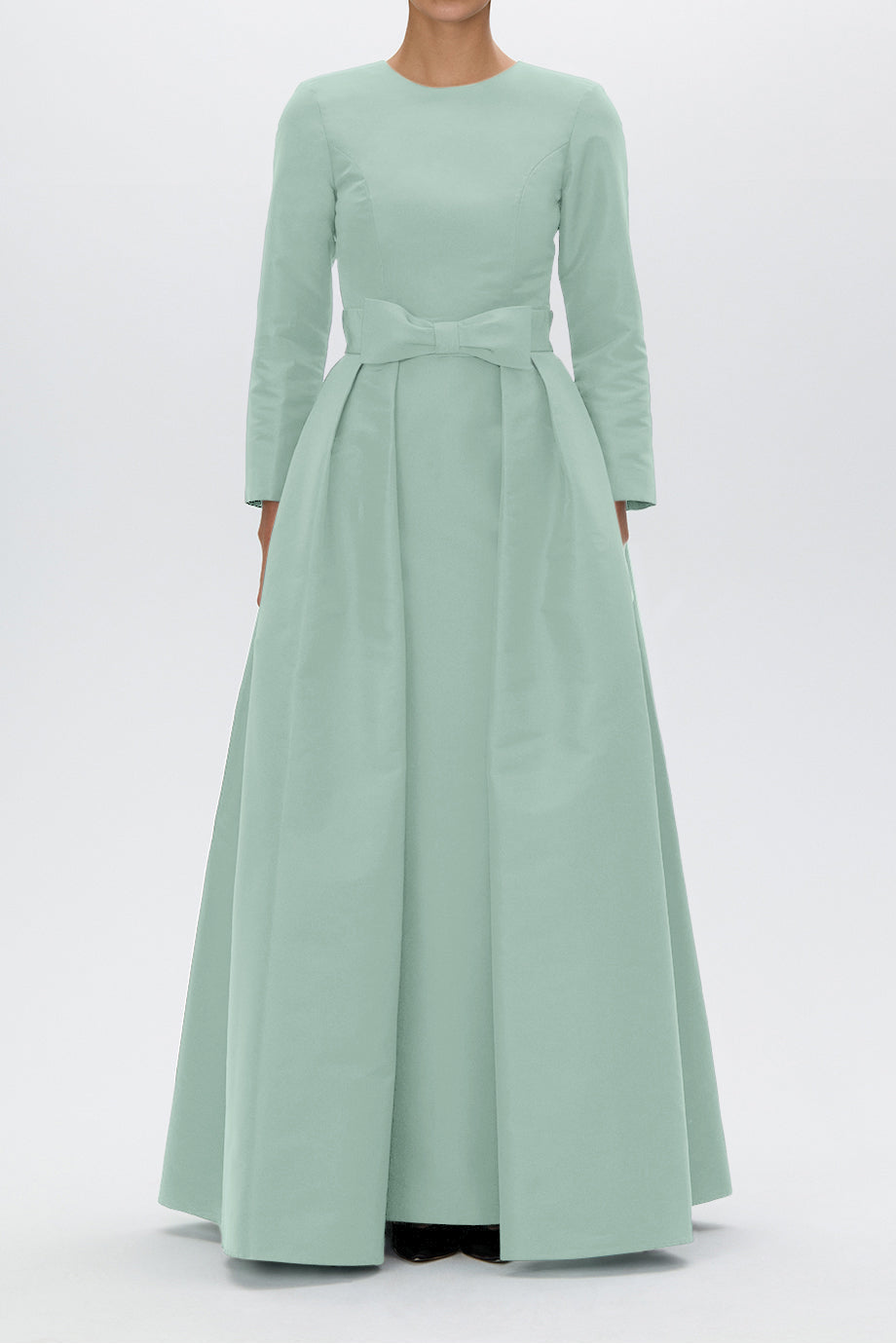 Cristina Silk Faille Column Gown with Bow Convertible Skirt