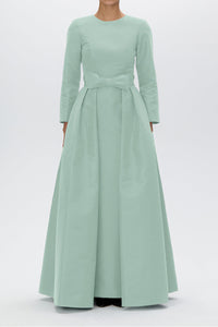 Cristina Silk Faille Column Gown with Bow Convertible Skirt
