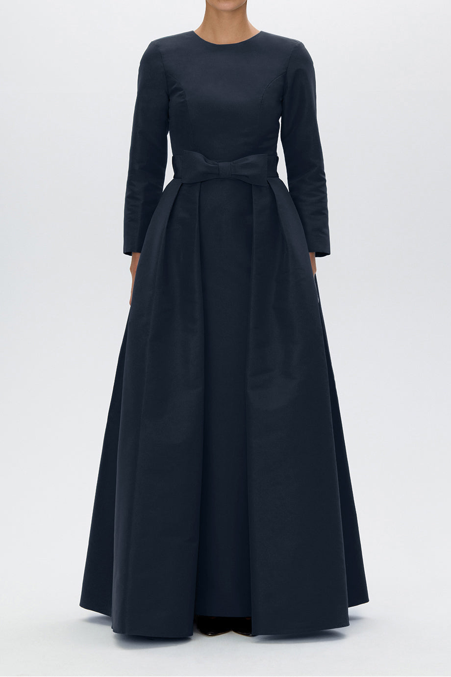 Cristina Silk Faille Column Gown with Bow Convertible Skirt