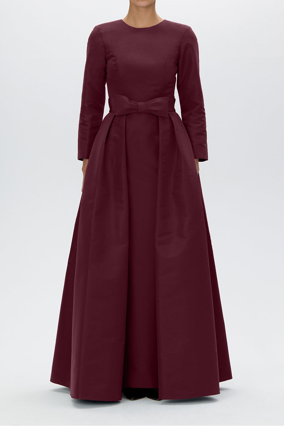 Cristina Silk Faille Column Gown with Bow Convertible Skirt