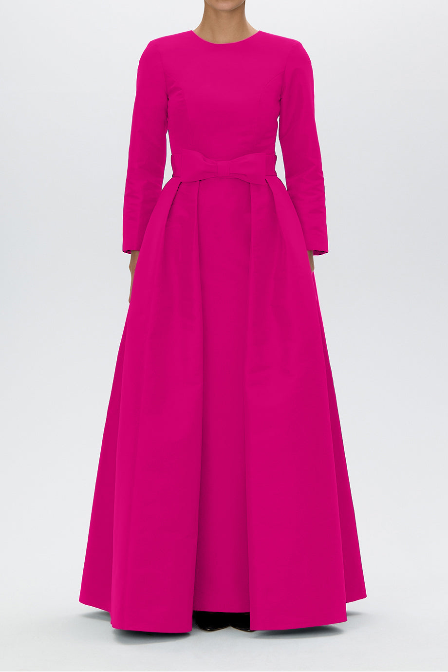 Cristina Silk Faille Column Gown with Bow Convertible Skirt