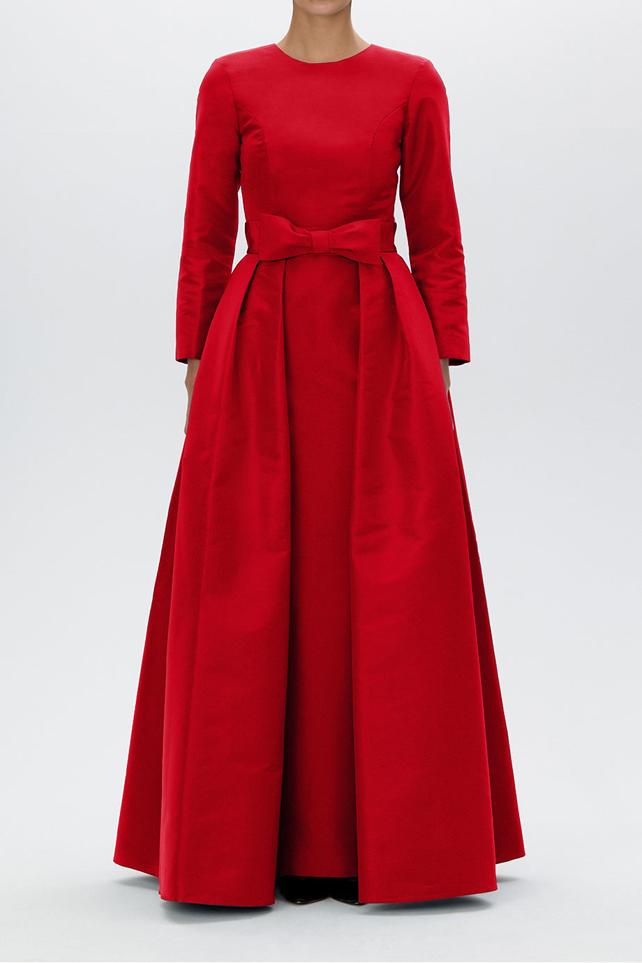 Cristina Silk Faille Column Gown with Bow Convertible Skirt