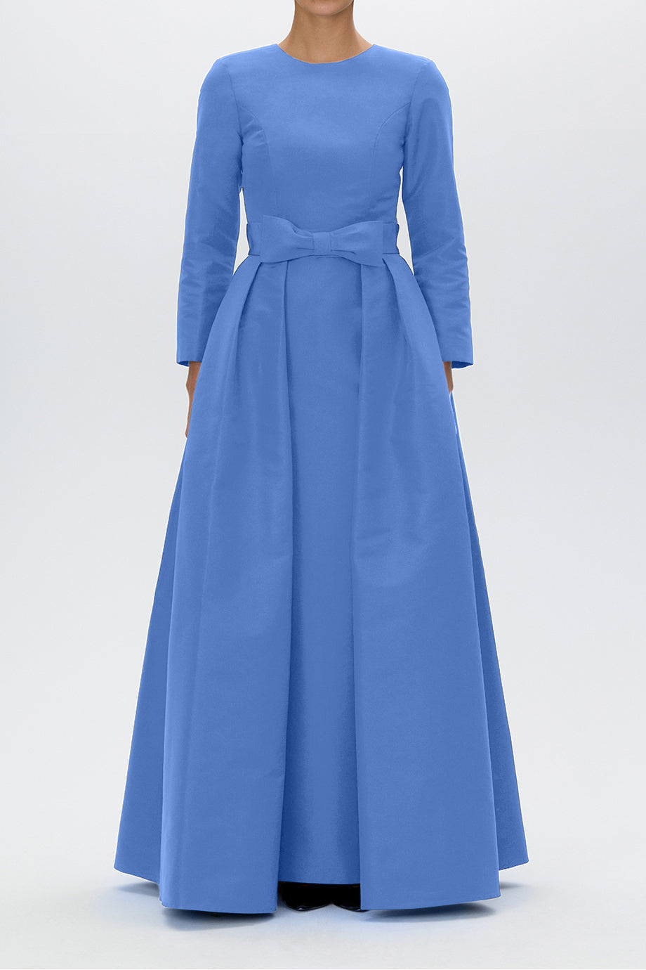 Cristina Silk Faille Column Gown with Bow Convertible Skirt