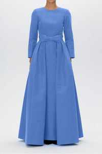 Cristina Silk Faille Column Gown with Bow Convertible Skirt