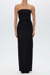 Elizabeth Silk Faille Column Gown with Bow Belt