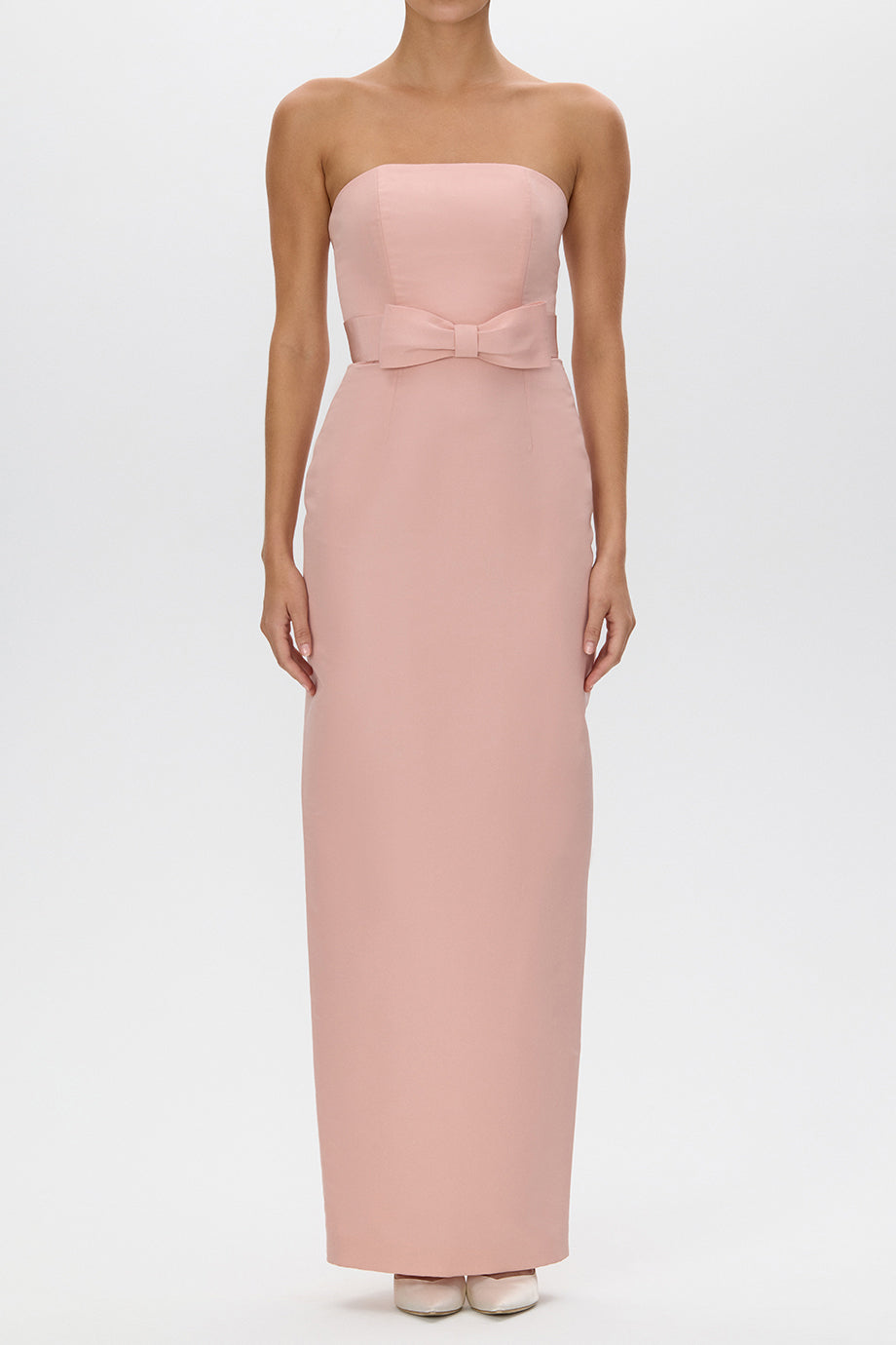 Elizabeth Silk Faille Column Gown with Bow Belt