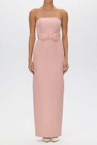 Elizabeth Silk Faille Column Gown with Bow Belt