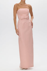Elizabeth Silk Faille Column Gown with Bow Belt