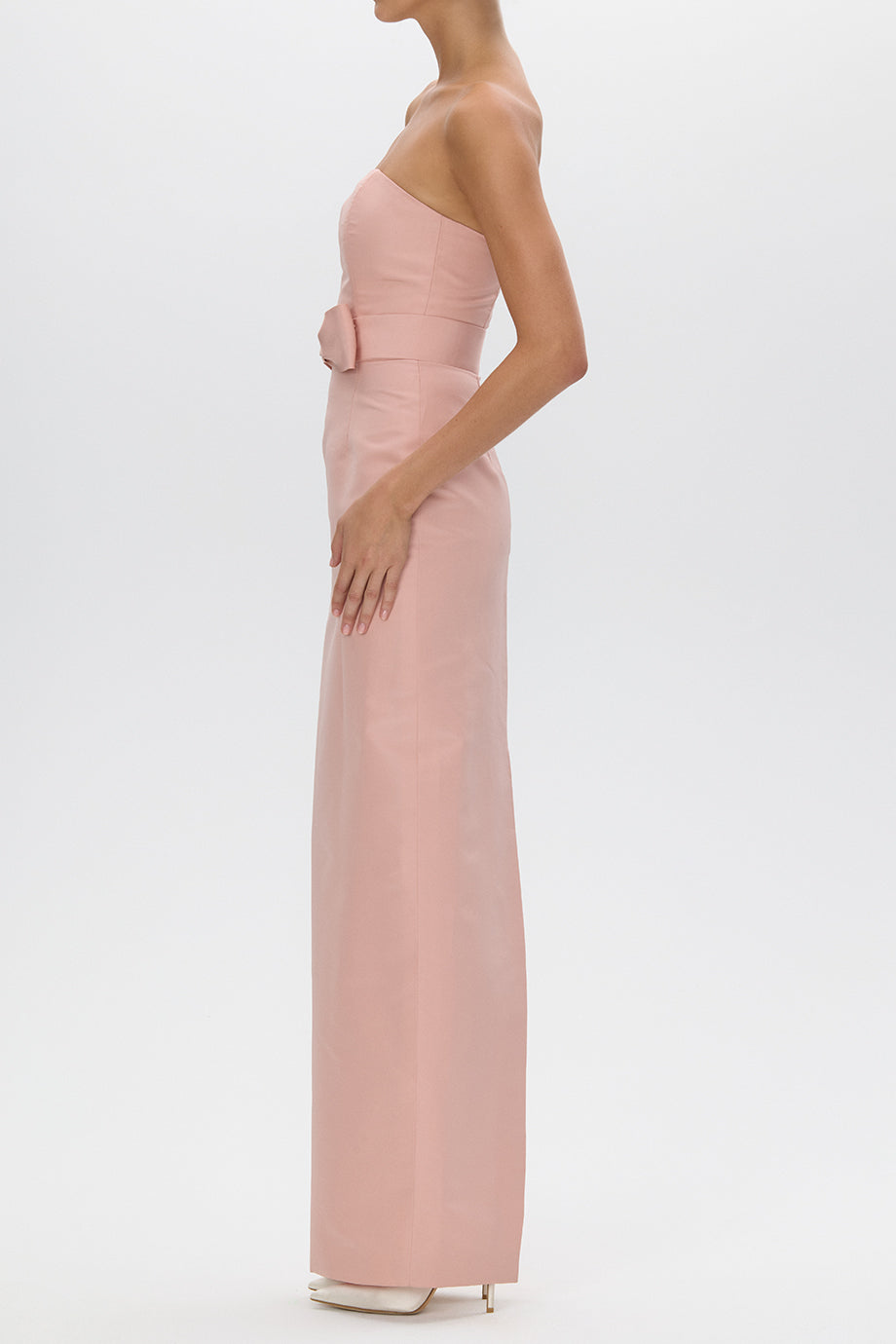 Elizabeth Silk Faille Column Gown with Bow Belt
