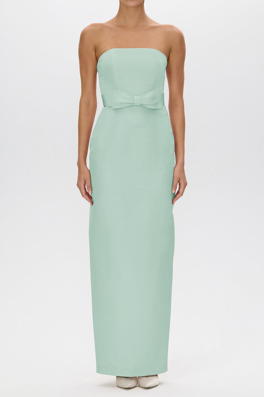 Elizabeth Silk Faille Column Gown with Bow Belt