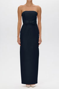 Elizabeth Silk Faille Column Gown with Bow Belt