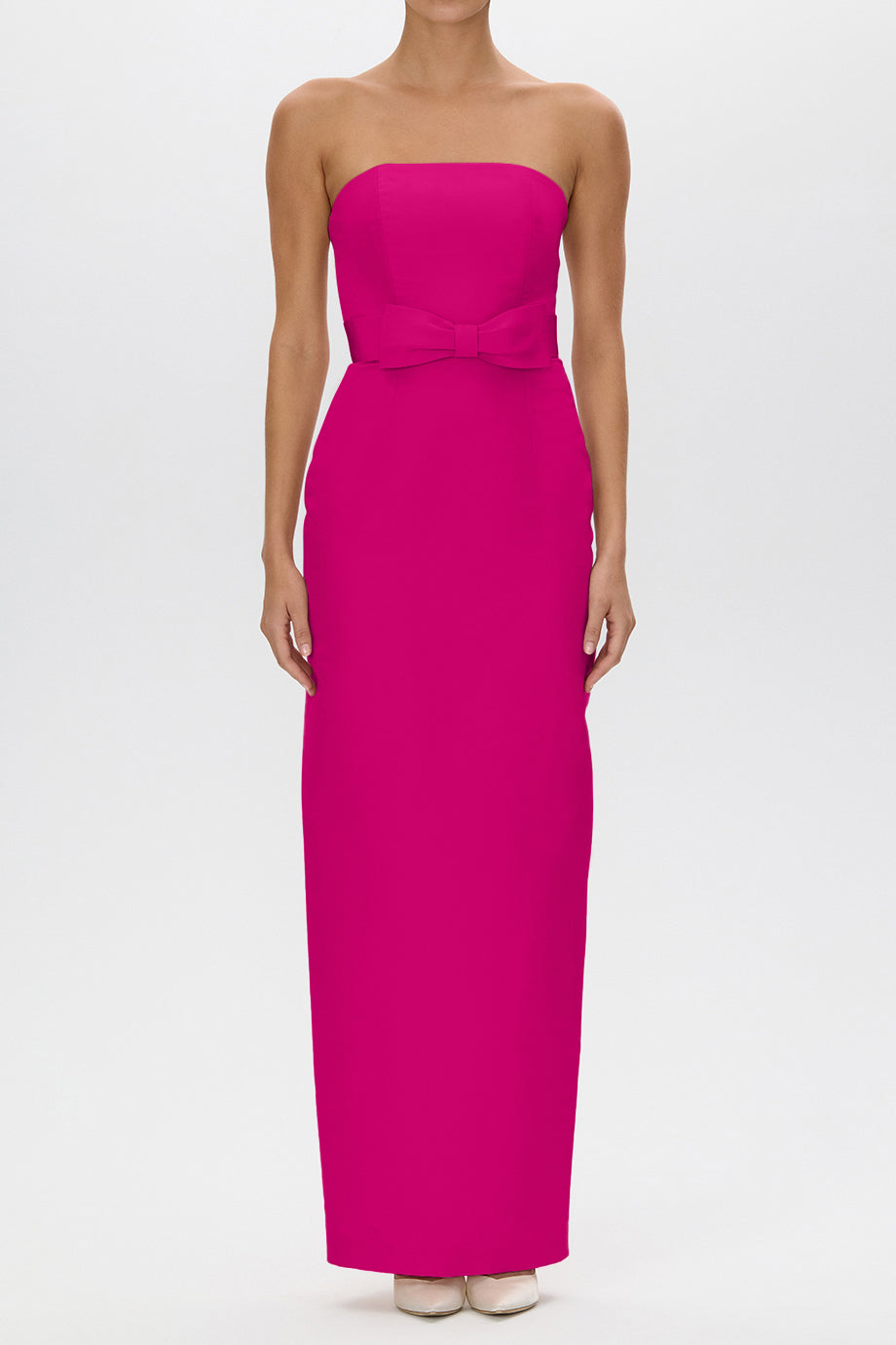 Elizabeth Silk Faille Column Gown with Bow Belt