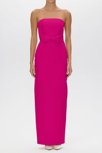 Elizabeth Silk Faille Column Gown with Bow Belt
