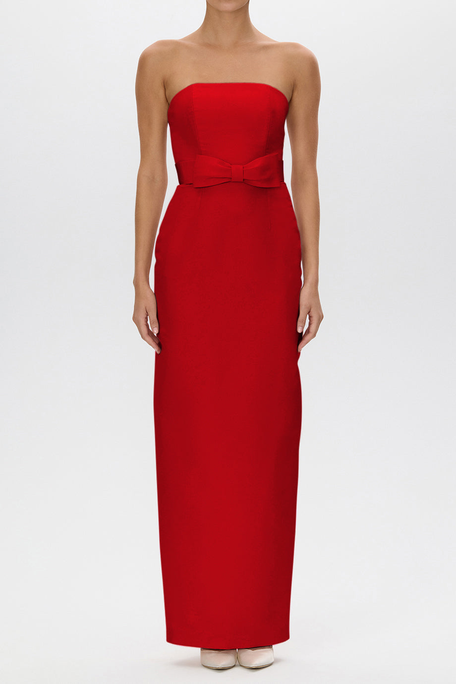 Elizabeth Silk Faille Column Gown with Bow Belt