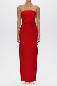 Elizabeth Silk Faille Column Gown with Bow Belt