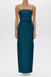 Elizabeth Silk Faille Column Gown with Bow Belt