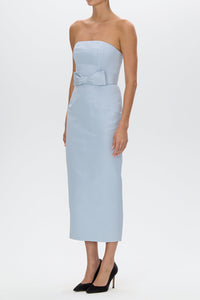 Elizabeth Silk Faille Midi Dress with Bow Belt
