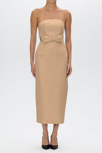 Elizabeth Silk Faille Midi Dress with Bow Belt