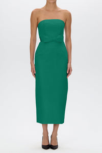 Elizabeth Silk Faille Midi Dress with Bow Belt