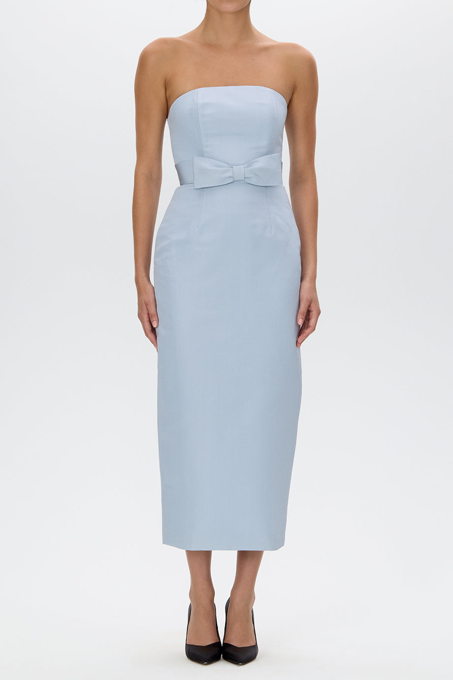Elizabeth Silk Faille Midi Dress with Bow Belt