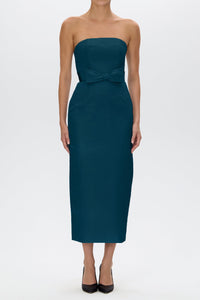 Elizabeth Silk Faille Midi Dress with Bow Belt