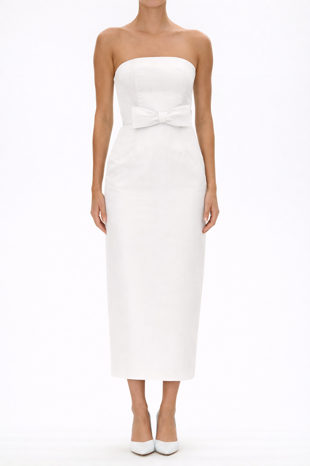 Elizabeth Silk Faille Midi Dress with Bow Belt