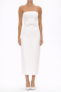 Elizabeth Silk Faille Midi Dress with Bow Belt