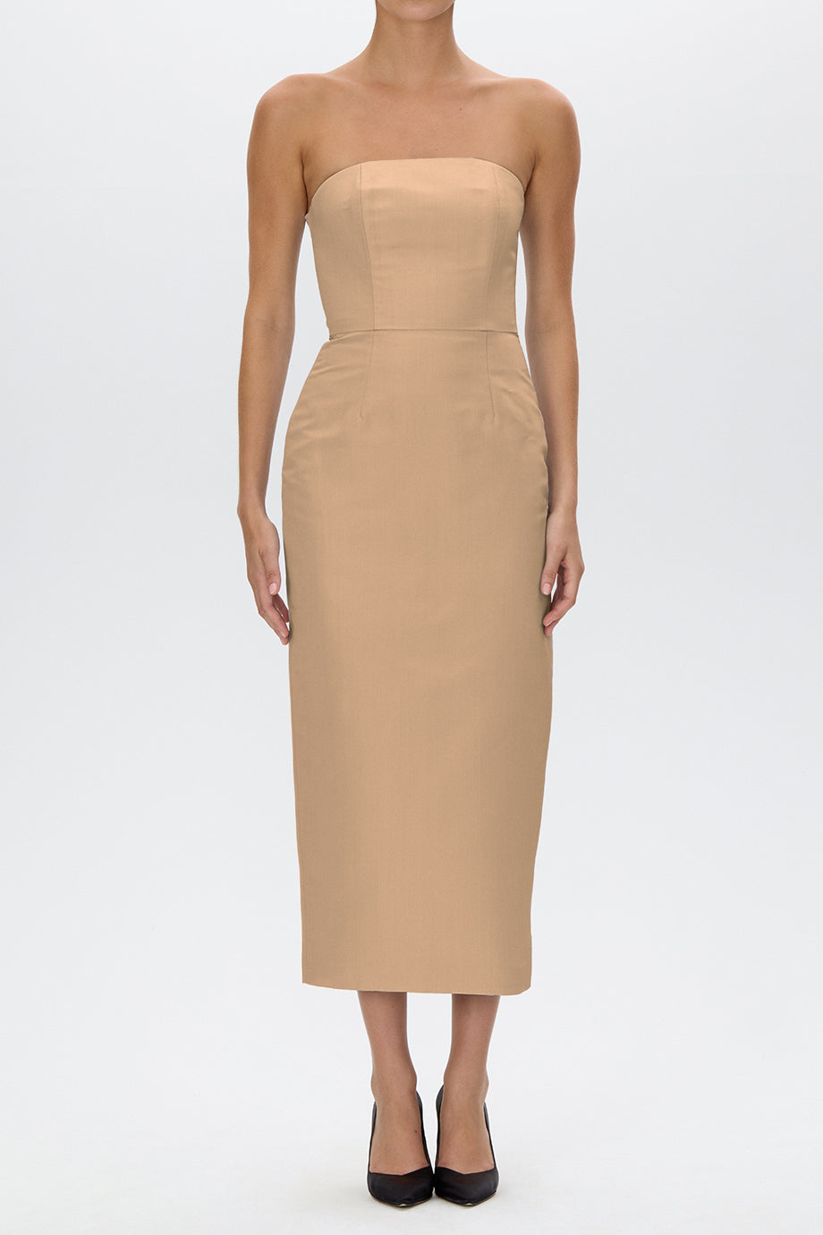 Elizabeth Silk Faille Midi Dress with Bow Belt