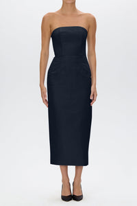 Elizabeth Silk Faille Midi Dress with Bow Belt