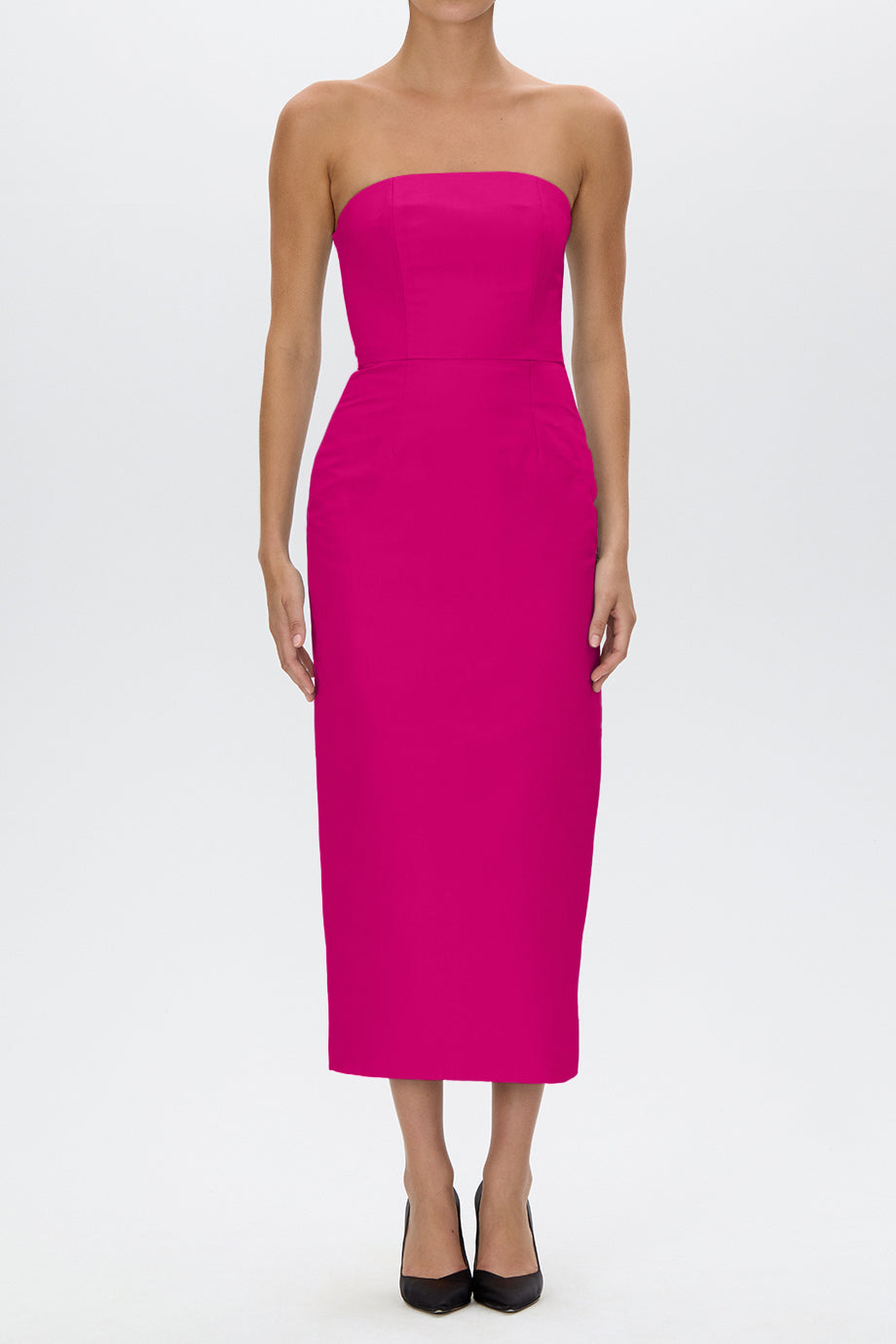 Elizabeth Silk Faille Midi Dress with Bow Belt