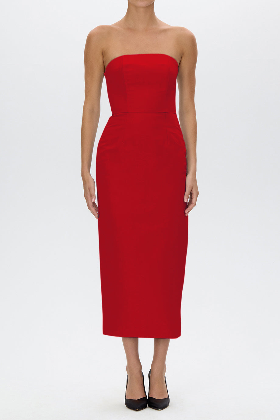 Elizabeth Silk Faille Midi Dress with Bow Belt